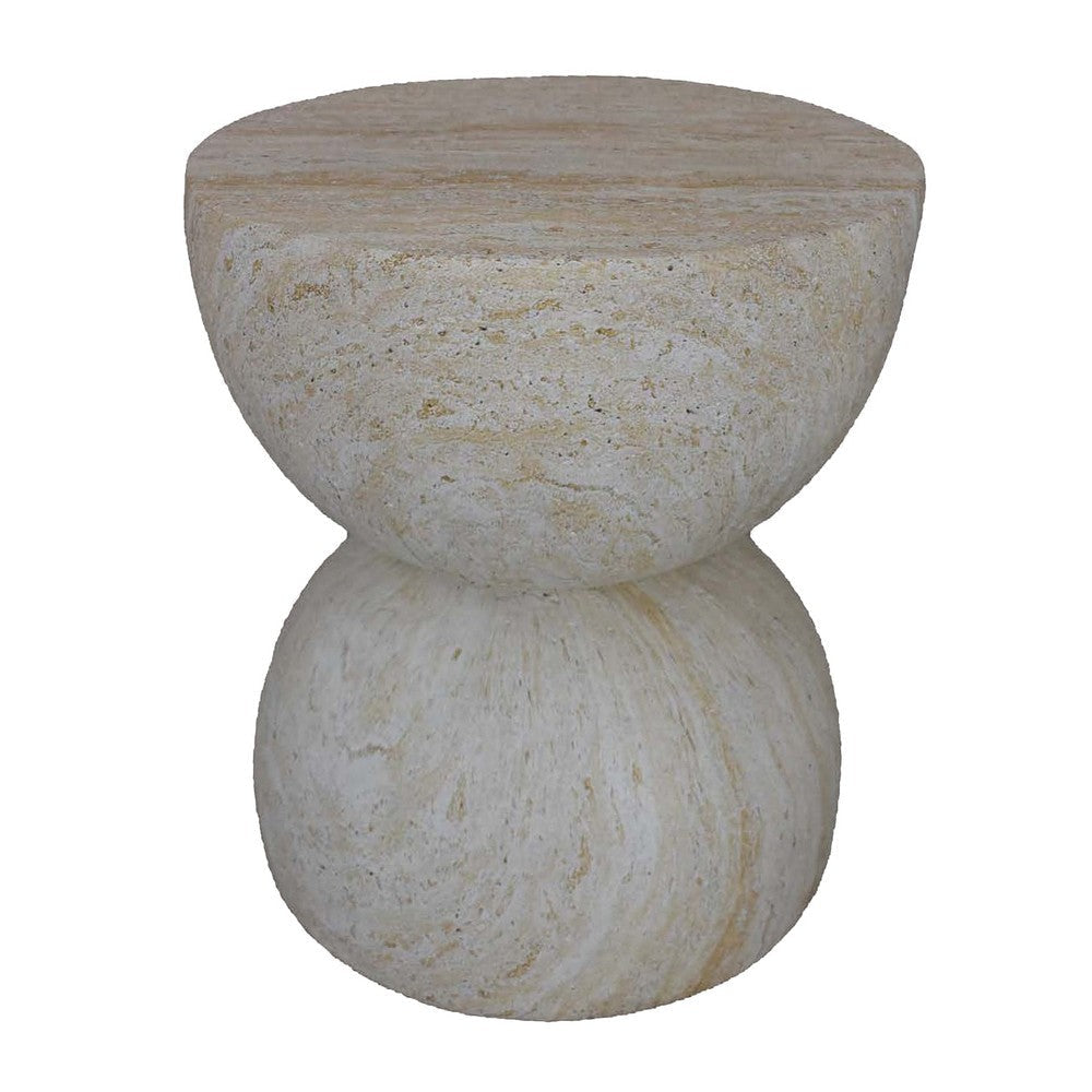 Archi Plant Stand Table, Rounded Design Marbled White Resin 18 Inch