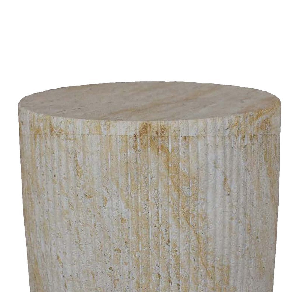 Archi Plant Stand Table Fluted Surface Marbled White Resin 18 Inch BM330139