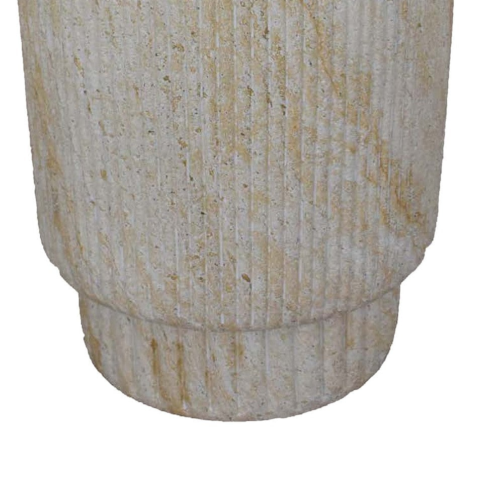 Archi Plant Stand Table Fluted Surface Marbled White Resin 18 Inch BM330139