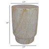 Archi Plant Stand Table, Fluted Surface, Marbled White Resin 18 Inch