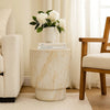 Archi Plant Stand Table, Fluted Surface, Marbled White Resin 18 Inch
