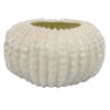 Harry Round Planter with Textured Design, Glossy White Ceramic 13 Inch