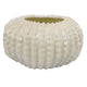 Harry Round Planter with Textured Design, Glossy White Ceramic 13 Inch