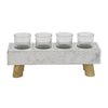 Cabo Accent Vase with 4 Glass Pots Wood Legs Gray Ceramic 15 Inch BM330146