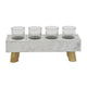 Cabo Accent Vase with 4 Glass Pots Wood Legs Gray Ceramic 15 Inch BM330146