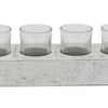 Cabo Accent Vase with 4 Glass Pots Wood Legs Gray Ceramic 15 Inch BM330146