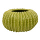 Decorative Planter, Melon Shape, Vertical Ribbed Texture, Green Ceramic