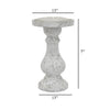 Kris Candle Holder with Hurricane Glass Top White Gray Ceramic 7 Inch