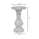 Kris Candle Holder with Hurricane Glass Top White Gray Ceramic 7 Inch