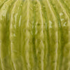 Decorative Planter, Melon Shape, Vertical Ribbed Texture, Green Ceramic