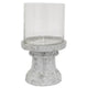 Kris Candle Holder Hurricane Glass Top White Gray Ceramic 14 Inch