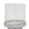 Kris Candle Holder Hurricane Glass Top White Gray Ceramic 14 Inch