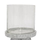 Kris Candle Holder Hurricane Glass Top White Gray Ceramic 14 Inch