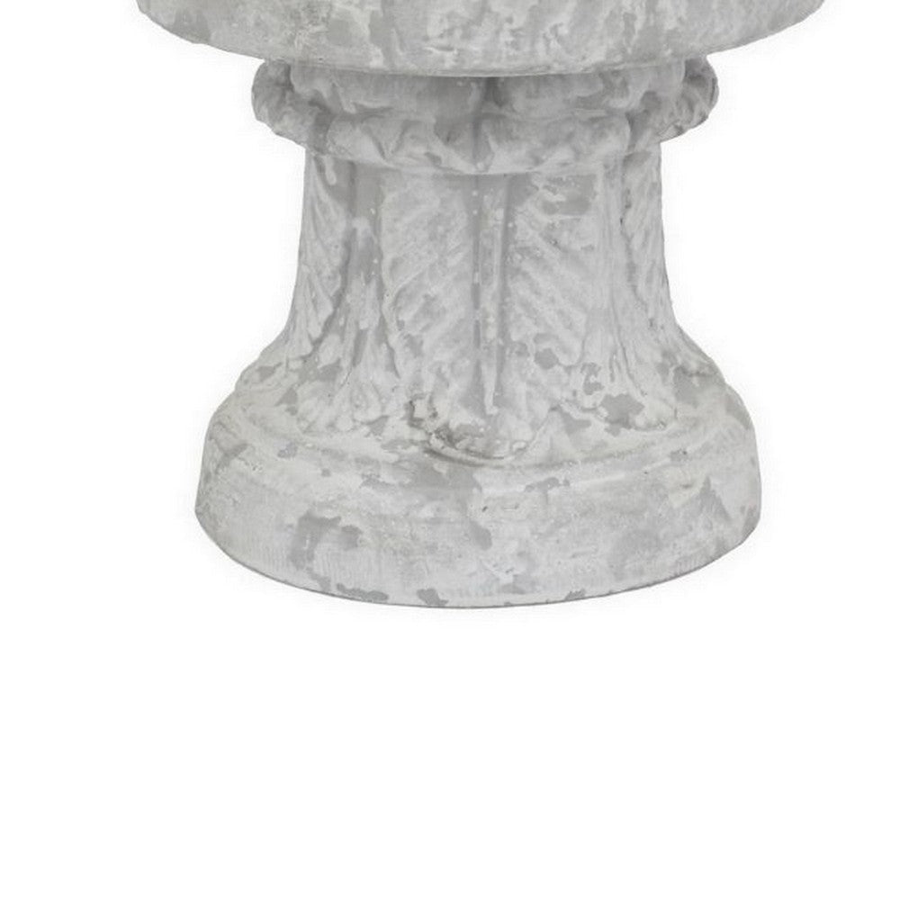 Kris Candle Holder Hurricane Glass Top White Gray Ceramic 14 Inch