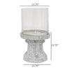 Kris Candle Holder Hurricane Glass Top White Gray Ceramic 14 Inch