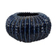 Harry Round Planter Vase, Textured Design, Blue Ceramic 13 Inch