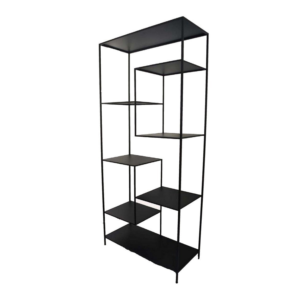 Dean Plant Stand with 8 Shelves and Tiered Design Black Metal 80 Inch BM330152