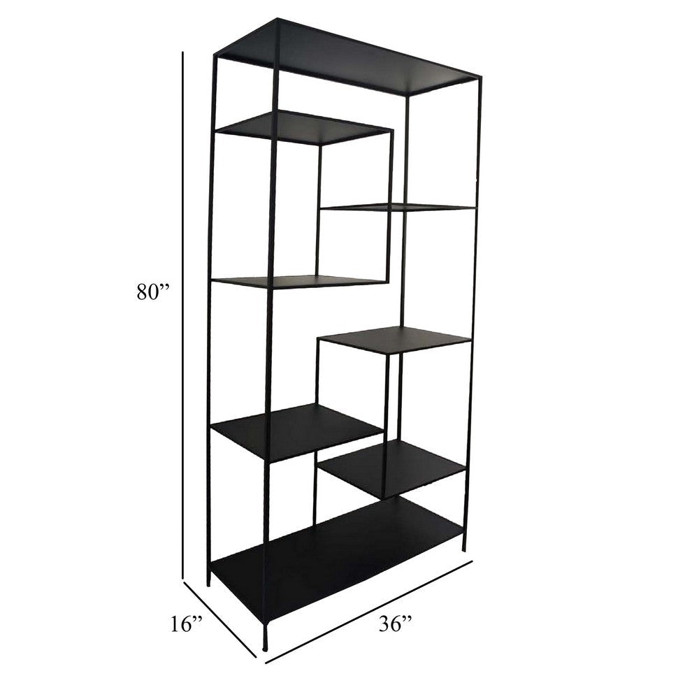 Dean Plant Stand with 8 Shelves and Tiered Design Black Metal 80 Inch BM330152