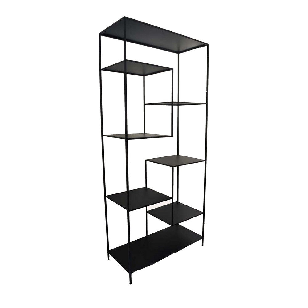 Dean Plant Stand with 8 Shelves and Tiered Design, Black Metal 80 Inch