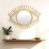 Eric Round Mirror Wall Decor, Eye Shaped Brown Natural Fiber 34 Inch