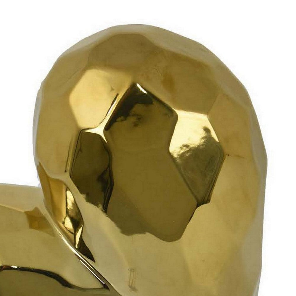 Dina Gold Heart Tabletop Decor Golden Ceramic 12 Inch BM330167