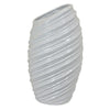 Avery Tall Modern Vase Angled Spiral Design White Ceramic 17 Inch