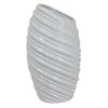 Avery Tall Modern Vase, Angled Spiral Design, White Ceramic 17 Inch
