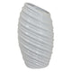 Avery Tall Modern Vase, Angled Spiral Design, White Ceramic 17 Inch