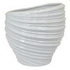 Avery Round Modern Vase Spiral Turned Design White Ceramic 17 Inch