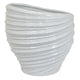 Avery Round Modern Vase, Spiral Turned Design, White Ceramic 17 Inch