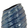 Avery Tall Modern Vase with Angled Spiral Design Blue Ceramic 17 Inch