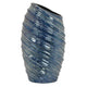 Avery Tall Modern Vase with Angled Spiral Design, Blue Ceramic 17 Inch