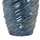 Avery Tall Modern Vase with Angled Spiral Design Blue Ceramic 17 Inch
