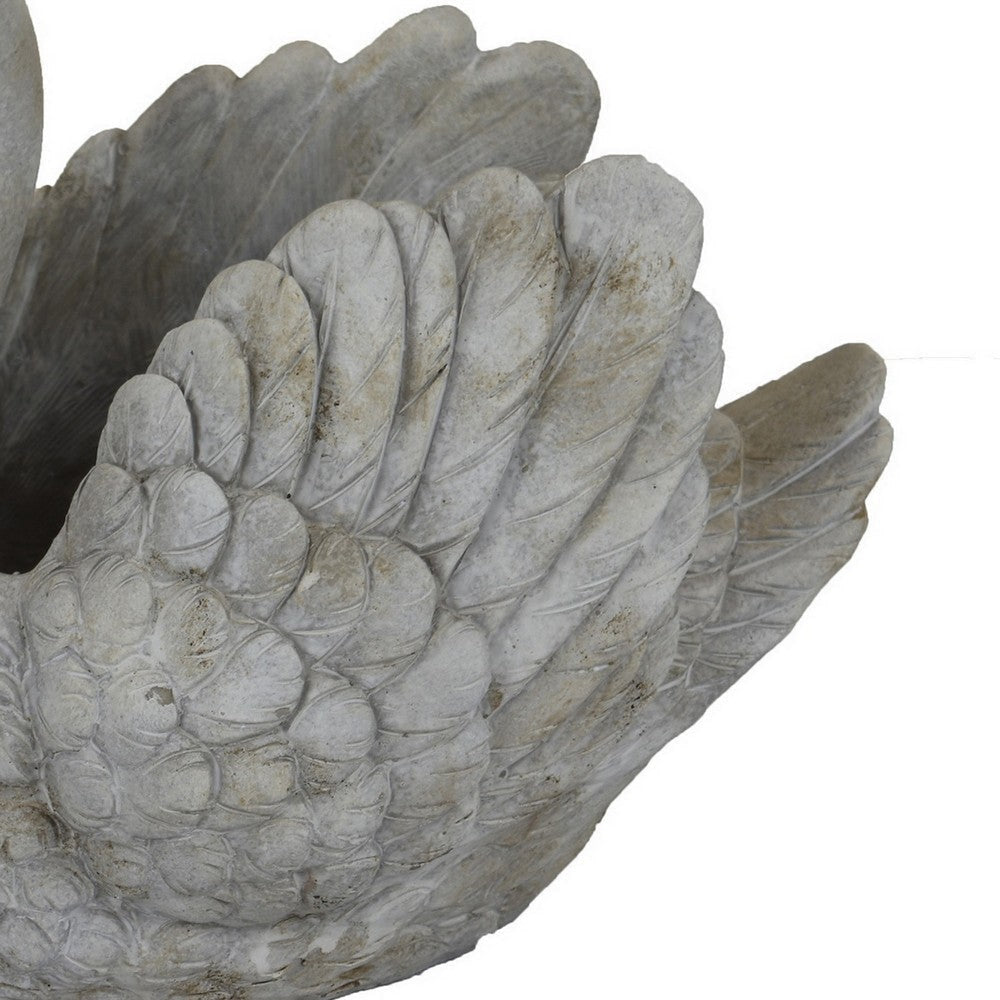 Jina Planter with Swan Sculpted Details Gray Terracotta 10 Inch