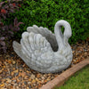 Jina Planter with Swan Sculpted Details, Gray Terracotta 10 Inch