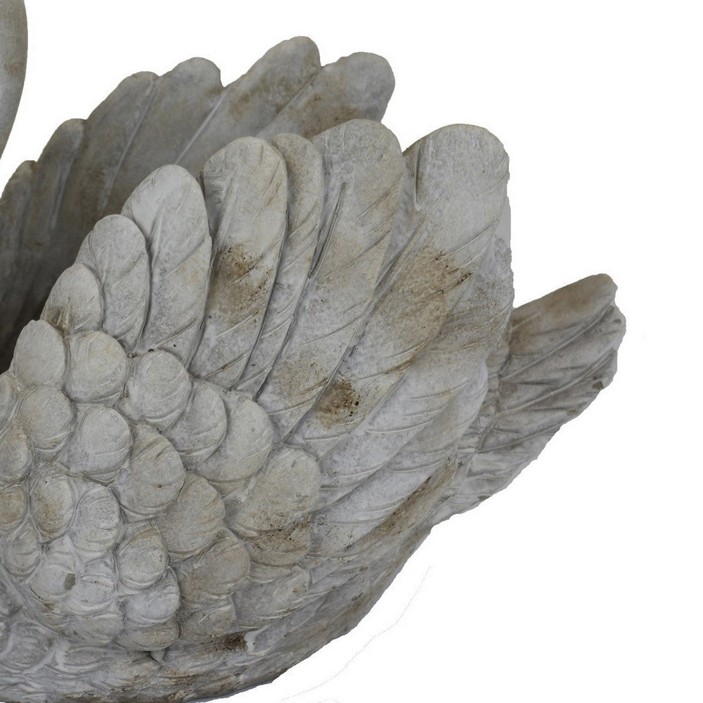 Jina Large Planter with Swan Sculpted Details Gray Terracotta 12 Inch