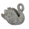 Jina Large Planter with Swan Sculpted Details, Gray Terracotta 12 Inch