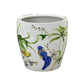 Kerry Planter Pot Set of 4 Floral Bird Pattern White Green Ceramic BM330176