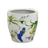 Kerry Planter Pot Set of 4 Floral Bird Pattern White Green Ceramic BM330176