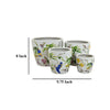 Kerry Planter Pot Set of 4 Floral Bird Pattern White Green Ceramic BM330176