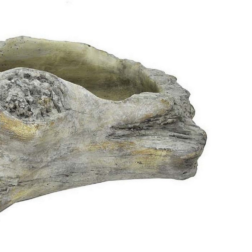 Paul Accent Planter with Driftwood Like Design Gray Terracotta 16 Inch BM330177
