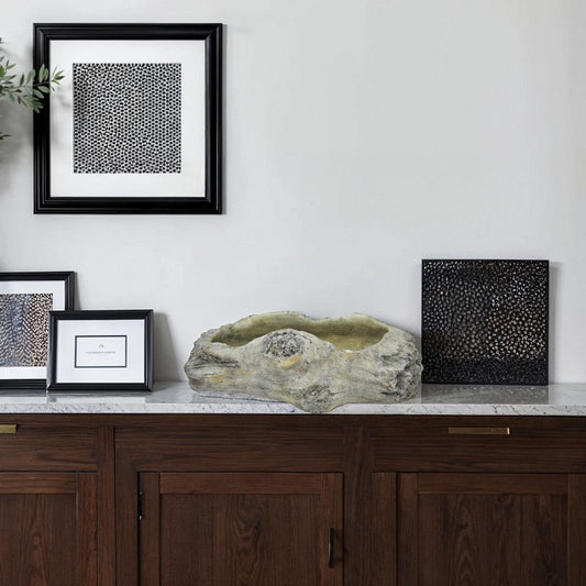 Paul Accent Planter with Driftwood Like Design Gray Terracotta 16 Inch