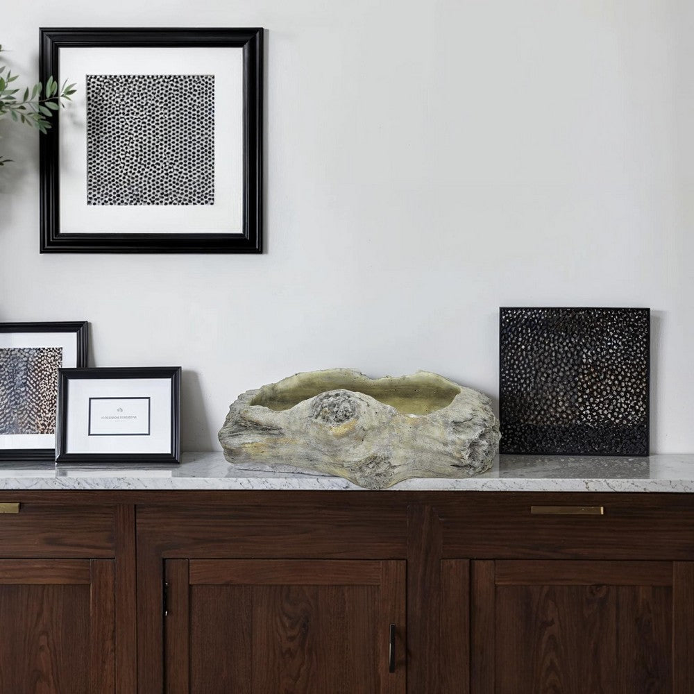 Paul Accent Planter with Driftwood Like Design Gray Terracotta 16 Inch