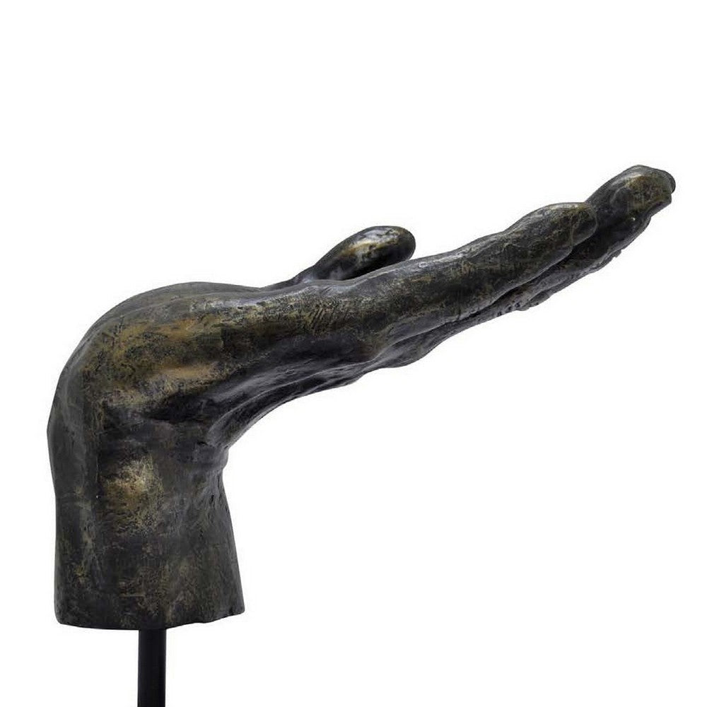 Lizzy Tabletop Decorative Hand Sculpture Black Bronze Resin 14 Inch BM330178