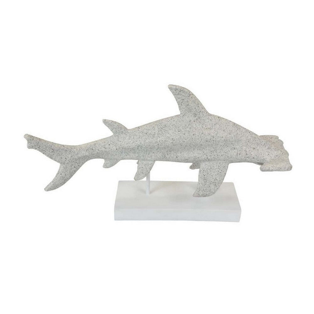 Shim Tabletop Decor Shark Inspired Design Texture White Resin 21 Inch BM330179