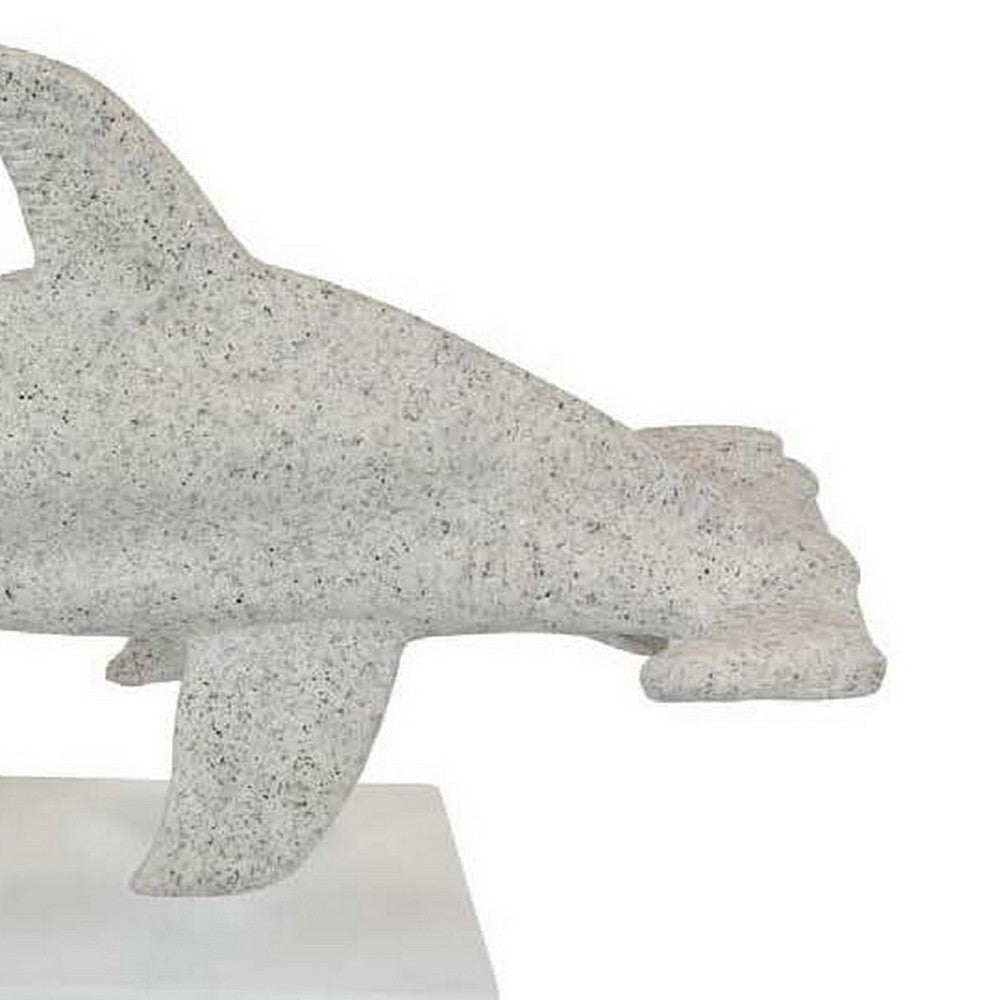 Shim Tabletop Decor Shark Inspired Design Texture White Resin 21 Inch BM330179