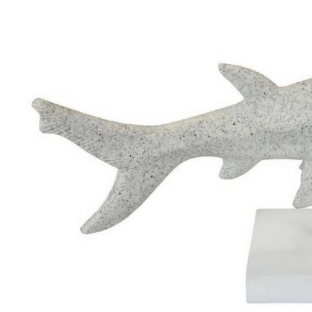 Shim Tabletop Decor Shark Inspired Design Texture White Resin 21 Inch BM330179