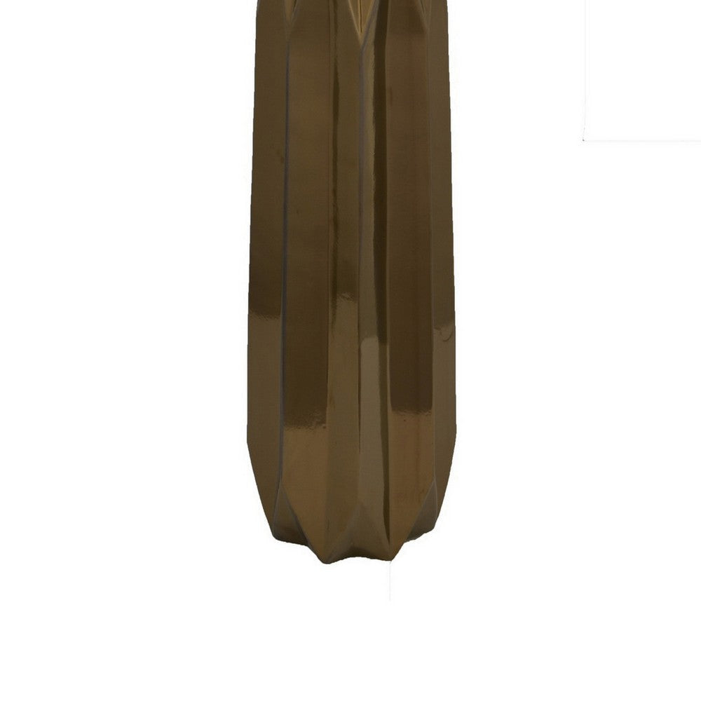 Tasha Vase with Geometric Design Slim Profile Bronze Ceramic 32 Inch BM330181