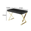 Ada Office Desk 2 Drawers Black Wood and Gold X Steel Legs 47 Inch