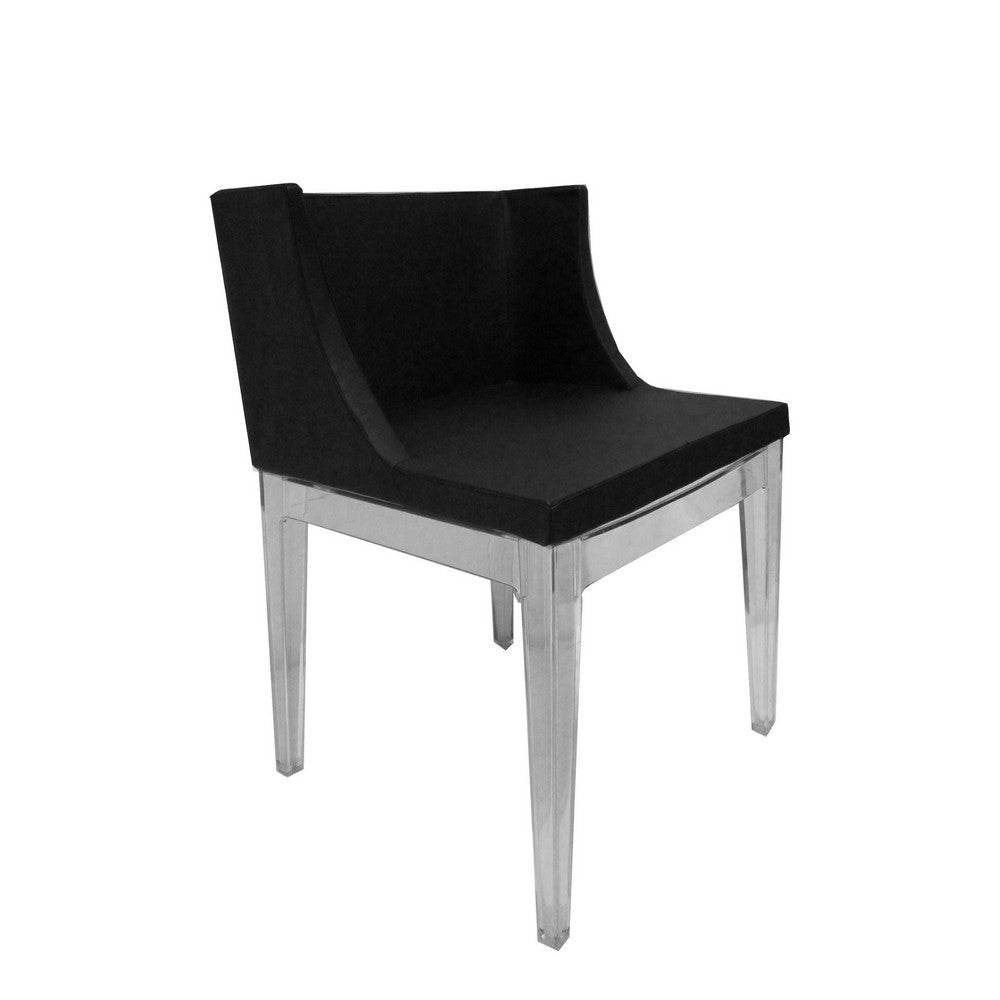 Side Dining Chair Set of 2 Black Faux Leather Seat Clear Frames BM330186